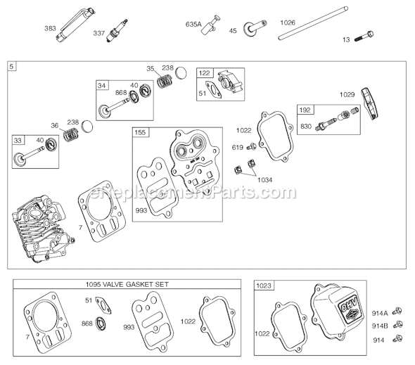 Page B Diagram and Parts List for 12A300SERIES 0100-0917 Briggs and Stratton Engine